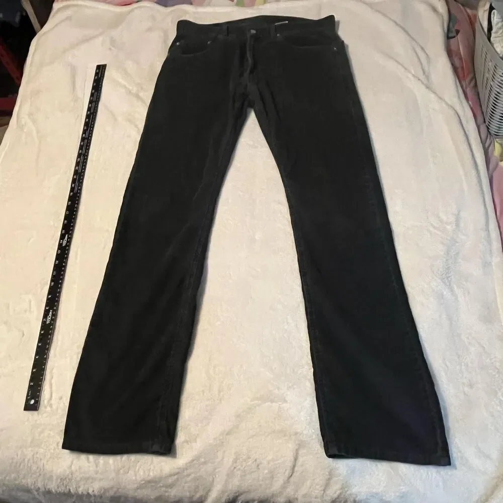 Levi's 505 Pants Mens Size 34 Black Corduroy Regular Straight Zip Fly W34 L32
